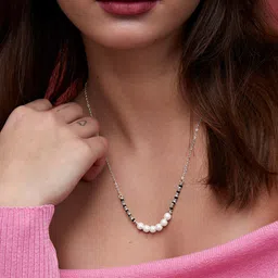 MINUTIAE Silver-Plated Artificial Stones and Beads Mangalsutra image 5