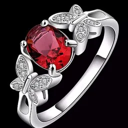 VIEN Women Zircon Leaf Silver-Plated Plushy Adjustable Ring image 2