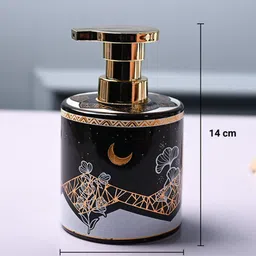 MARKET99 Black & Blue Abstract Printed Cylindrical Ceramic Glossy Soap Dispenser 500 ml image 4