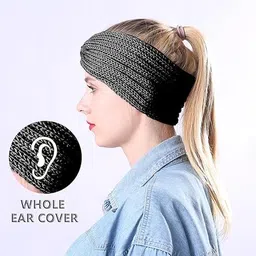 capichino Winter Knit Crochet Turban Headband for Women Warm Bulky Crocheted Headwrap Ear Warmer Winter Accessories (White) image 2