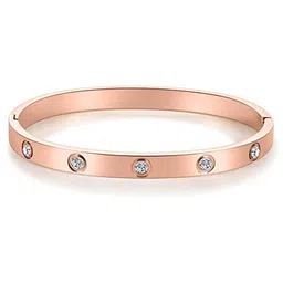 Designs By Jewels Galaxy Women Rose American Diamond Rose Gold-Plated Bangle-Style Bracelet-image-25
