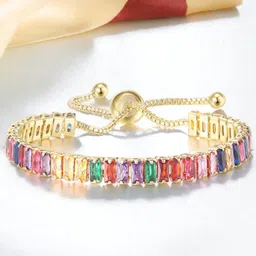 Designs & You Gold-Plated Cubic Zirconia-Studded Wraparound Bracelet image 2