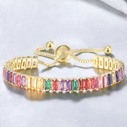 Designs & You Gold-Plated Cubic Zirconia-Studded Wraparound Bracelet image 3