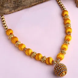 AKSHARA Women Gold-Toned Beaded Silk Thread Handcrafted Necklace-picture-26