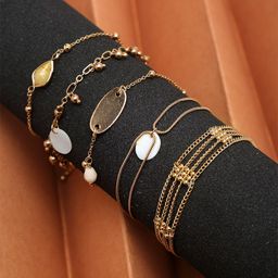 Madame Women 5 Rose Gold & White Rose Gold-Plated Multistrand Bracelet-picture-47