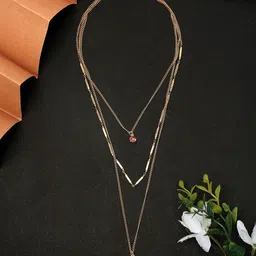 Madame Gold-Toned Rose Gold-Plated Layered Natural Glass Cage Necklace-image-25