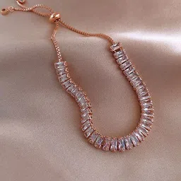 Designs & You Rose Gold-Plated Cubic Zirconia-Studded Wraparound Bracelet image 4