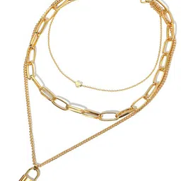 Yellow Chimes Gold-Plated  Multi layered Key Chain Heart Charm Necklace image 4