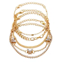 Yellow Chimes Women Set of 5 Gold-Plated Link Bracelet image 3