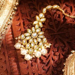 Priyaasi Gold-Plated Kundan Studded Maang Tikka Head Jewellery-picture-35