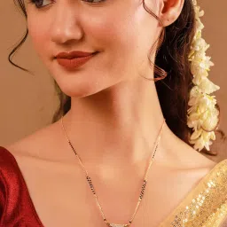 Voylla White Brass Gold Plated Stones Mangalsutra-image-47