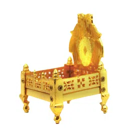 CraftVatika Gold Toned Aluminium Pooja Singhasan Chowkie image 3