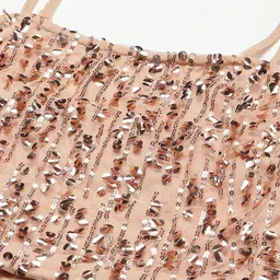 plusS Women Nude-Coloured Poly Georgette Sequined Crop Top image 2