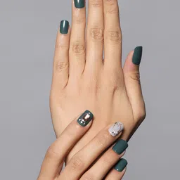 LICK 30 Pcs Glossy  Stone Fake nails-Artificial Press On Nails - Emerald Green image 2