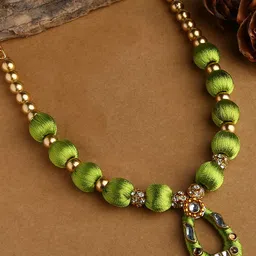 AKSHARA Gold-Toned & Green Gold-Plated Handcrafted Necklace-picture-21