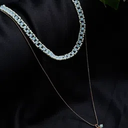 Madame Green & White Rose Gold-Plated Choker Drop Chain Multi Charm Necklace-picture-11