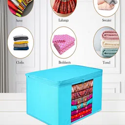 Kuber Industries Blue 9 Pieces Printed Saree Organisers image 2