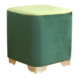 Shadowkart Green Wooden Pouffes Sitting Mudda Square Ottoman image 4
