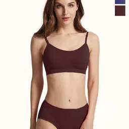 AROUSY Pack Of 3 Non Padded Cotton Bra With Brief-picture-21