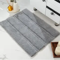 Saral Home Gia Stripe Microfiber Non Slip Thick Fluffy Bath Mats Stripe - Grey-picture-19