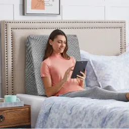 SLEEPSIA Memory Foam Back Support Sleeping Bed Wedge Orthopaedic Incline Pillow Grey-image-38