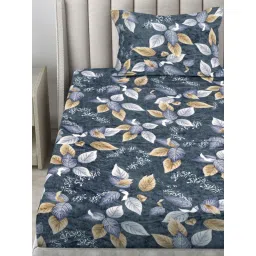 FABINALIV Grey Floral Wollen Single Bedsheet with Pillow Cover image 3