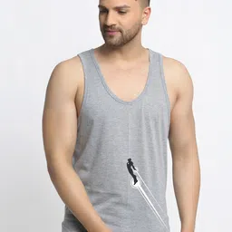 Friskers Men Grey Solid Pure Cotton Innerwear Gym Vests-image-5