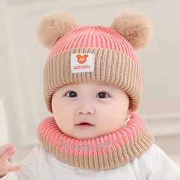 SYGA Unisex Kids Knitted Woolen Winter Casual Solid Beanie Hat & Scarf-image-27
