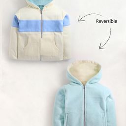 Cherry Crumble Unisex Kids Solid & Colourblocked Reversible Hooded Sweatshirt-picture-2