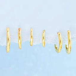 AQUASTREET Set of 3 pairs 18K Plated Waterproof Anti-Tarnish Huggies Hoop Earring Set image 5