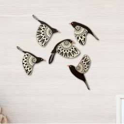 eCraftIndia Flying Bird Decorative Wooden Wall Hanging (Pack of 5)-picture-14
