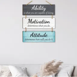 eCraftIndia Ability Motivation Attitude Wooden Wall Hanging for Home Office-image-76