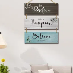 eCraftIndia Wooden Wall Hanging - Be Positive Make It Happen Believe In Yourself-picture-16
