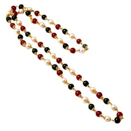jewar mandi Chain Pearl Polki Ad Cz Matar Mala Multi-Color Round Beads Crystal Long Size Daily Use Jewelry For Women & Girls image 1