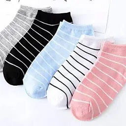 myynti Women and Girls Cotton Ankle Length Socks Breathable for Running Walking Fitness Outdoor Sports Free Size Multicolor Pack of 5 image 2
