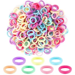 FAMEZA 200Pcs Baby Hair Ties, Soft Cotton Toddler Hair Ties for Girls and Kids, 1 Inch Multicolor Seamless Hair Bands for Kids Girls Gifts|MULTICOLOR A image 1