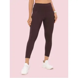 Enamor A605 Basic Quick Dry High Waist Basic Workout Leggings With Elasticated Waistband Brown-picture-10