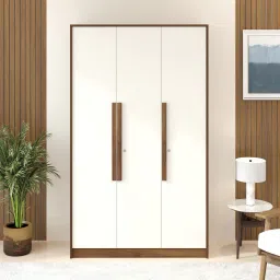 Maltein 3 Door Engineered Wood Wardrobe In Brown Maple & White Finish-image-1