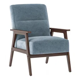urban ladder Logan 1 seater wooden sofa in Blue Fabric image 2