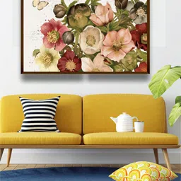 The Art House Yellow Floral Printed Canvas Painting Wall Art-picture-37