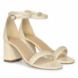 Saint G Women Off White Leather Block Sandal Heels-picture-30