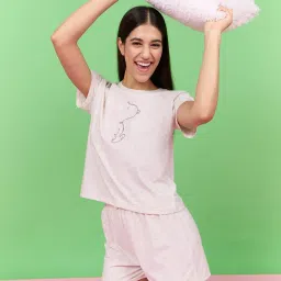 Sweet Dreams Womens Snoopy Top With Shorts White-image-28