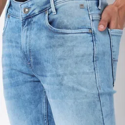 Mufti Men Blue Slim Fit Low Distress Heavy Fade Jeans image 5