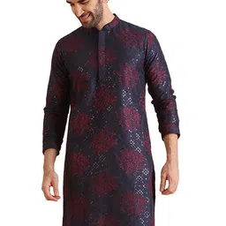 kisah Mens Kurta|Blended Fabric Embroidered Semi-Casual Mens Ethnic Wear|Regular Fit Mandarin Collar Long Sleeves image 1