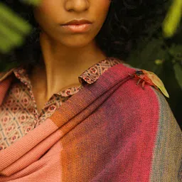 KHALEEJ Women Peach-Coloured Colourblocked Asymmetric Closure Longline Padded Jacket image 4