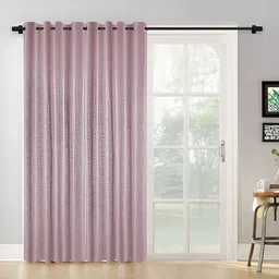 HOSTA HOMES Pink 2 Pieces Abstract Black Out Eyelet Door Curtain-picture-26