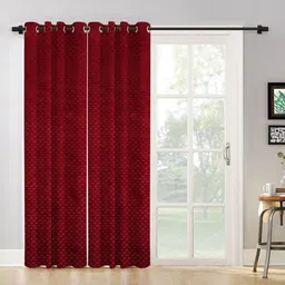 HOSTA HOMES Set of 2 Maroon Geometric Long Door Curtain-picture-40