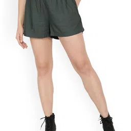 NUEVOSDAMAS Women Olive Green Shorts-image-82