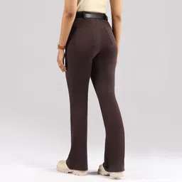 blissclub AM:PM Cotton Flare Pants - Lite | Cotton Pants | Belt Buckles | Classic Patch Pockets | High Waist image 2