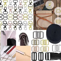 DIY Crafts 2 Pcs Slide Buckle., Antique Silver, Supply Side Slide Release Buckles Tri-Glide Slides, Nylon Webbing Straps, Plastick/Metal D Rings Snap Hooks for L (2 Pcs Slide Buckle., Antique Silver) image 2